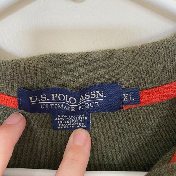 U.S. Polo Assn Men's Sports Logo Golf Polo Shirt Short Sleeves Olive X-Large - Picture 3 of 5